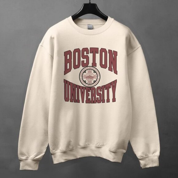 Gildan Tops - Vintage Boston University Sweatshirt Sand, Boston University Shirt BU Pullover